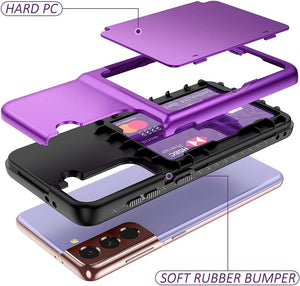 Samsung Galaxy S21 Wallet Case Credit Card Holder & Hidden Mirror Purple - Redpepper Cases