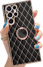 Load image into Gallery viewer, Samsung Galaxy S22 Ultra Glitter Plating Kickstand Ring Case. - Redpepper Cases