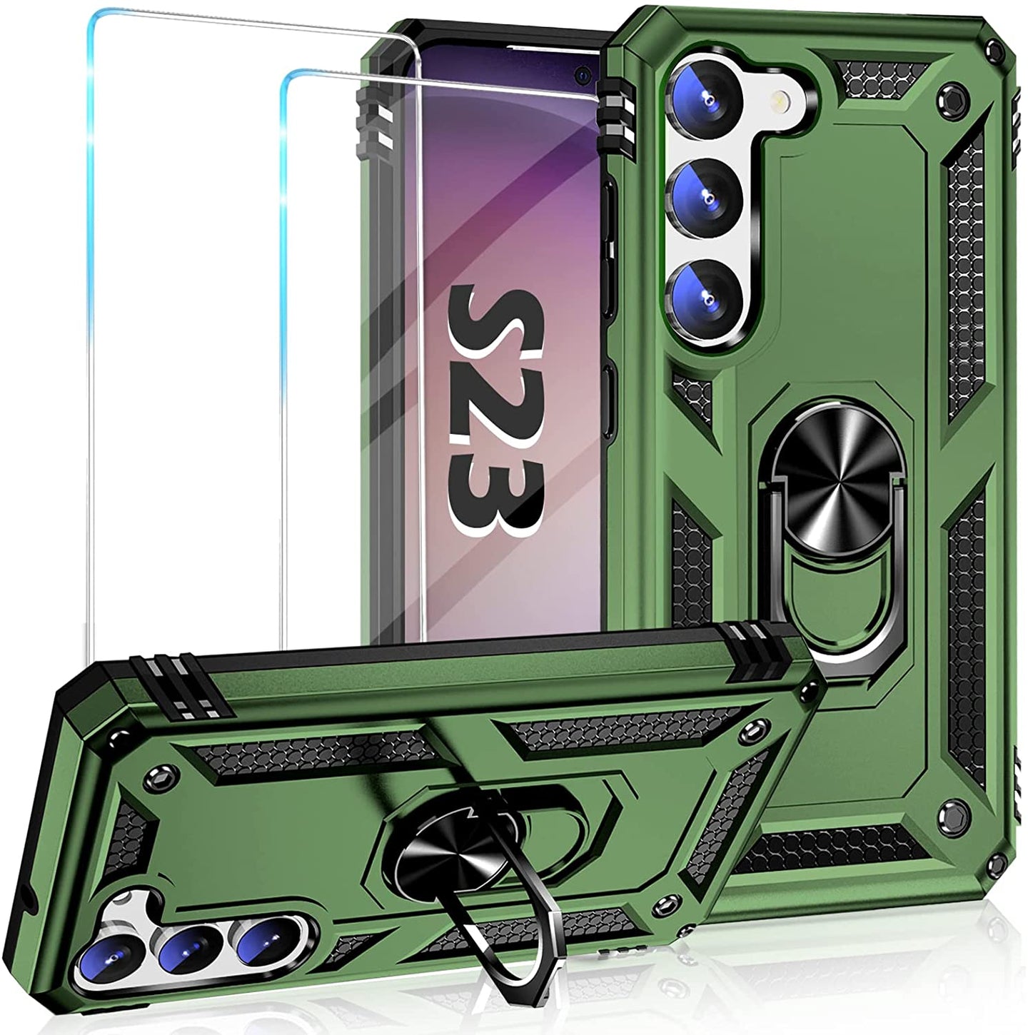Samsung Galaxy S23 Heavy Duty Shockproof Ring Kickstand Case - Redpepper Cases