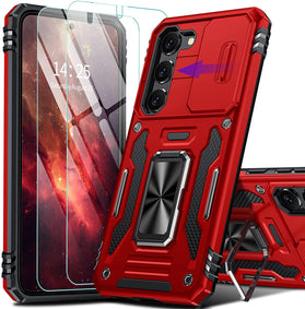 Samsung Galaxy S23 Metal Ring Kickstand Rugged Full Body Case - Redpepper Cases