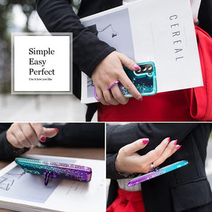 Samsung Galaxy S23 Moving Liquid Holographic Sparkle Glitter Kickstand Diamond Ring Case - Redpepper Cases