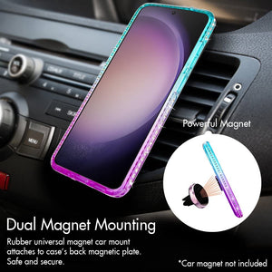 Samsung Galaxy S23 Moving Liquid Holographic Sparkle Glitter Kickstand Diamond Ring Case - Redpepper Cases
