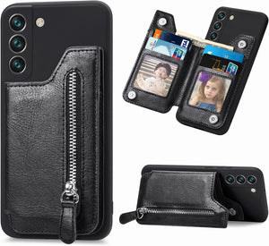 Samsung Galaxy S23 Plus Card Holder Magnetic Back Flip Leather and Liquid Silicone Wallet Case - Redpepper Cases