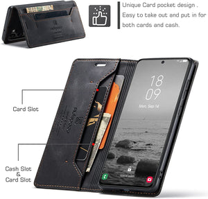 Samsung Galaxy S23 Plus Magnetic Leather Flip Side Card Holder Case - Redpepper Cases