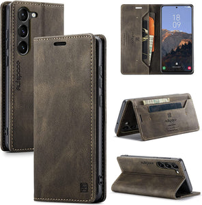 Samsung Galaxy S23 Plus Magnetic Leather Flip Side Card Holder Case - Redpepper Cases