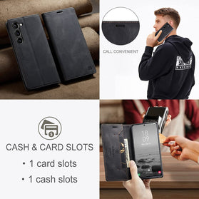 Samsung Galaxy S23 Plus Magnetic Leather Flip Side Card Holder Case - Redpepper Cases