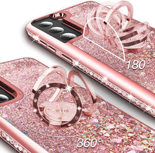 Load image into Gallery viewer, Samsung Galaxy S23 Plus Moving Liquid Holographic Sparkle Glitter Kickstand Ring Case - Redpepper Cases