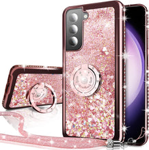 Load image into Gallery viewer, Samsung Galaxy S23 Plus Moving Liquid Holographic Sparkle Glitter Kickstand Ring Case - Redpepper Cases