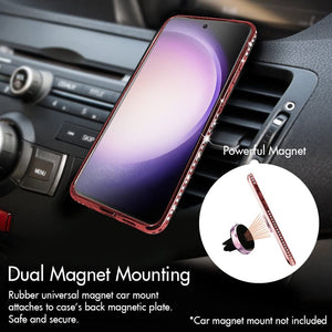 Samsung Galaxy S23 Plus Moving Liquid Holographic Sparkle Glitter Kickstand Ring Case - Redpepper Cases