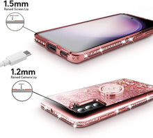 Load image into Gallery viewer, Samsung Galaxy S23 Plus Moving Liquid Holographic Sparkle Glitter Kickstand Ring Case - Redpepper Cases