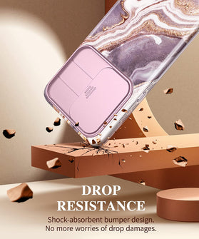 Samsung Galaxy S23 Slide Camera Cover Marble Design Slim Case - Redpepper Cases