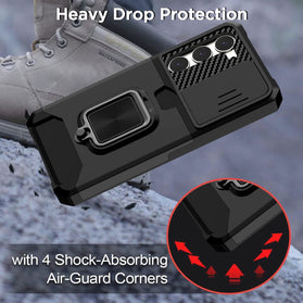 Samsung Galaxy S23 Slide Camera Cover Ring Kickstand & Card Holder Heavy Duty Case - Redpepper Cases