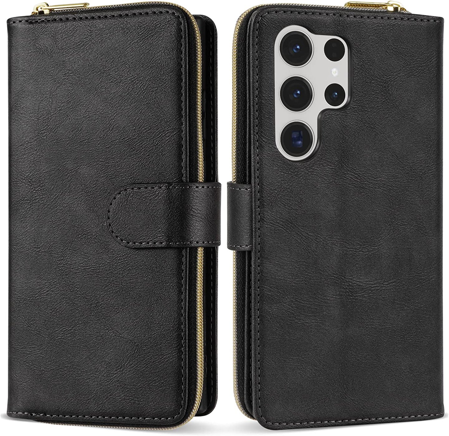 Samsung Galaxy S23 Ultra 9 Card Slots Zipper Stand Flip Leather Wallet Case - Redpepper Cases