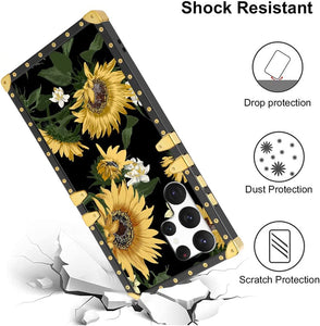 Samsung Galaxy S23 Ultra Square Sunflower Ring Holder Kickstand Case - Redpepper Cases