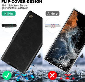 Samsung Galaxy S23 Ultra Wallet Card Holder and Camera Cover Magnetic Flip Cover Leather Case - Redpepper Cases