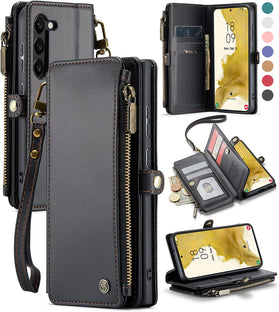 Samsung Galaxy S23 Wallet Card Holder Leather Magnetic Flip Strap Wallet Case - Redpepper Cases