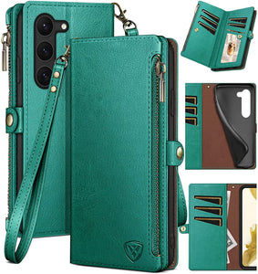 Samsung Galaxy S23 Wallet Zipper Credit Card Holder Flip Folio Book Leather Case - Redpepper Cases