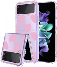 Load image into Gallery viewer, Samsung Galaxy Z Flip 4 Case Clear Pink Heart Design Protective Slim Case - Redpepper Cases