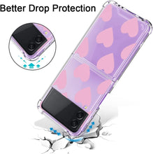 Load image into Gallery viewer, Samsung Galaxy Z Flip 4 Case Clear Pink Heart Design Protective Slim Case - Redpepper Cases