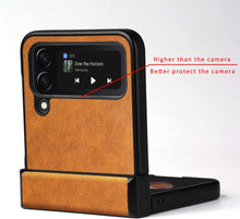 Load image into Gallery viewer, Samsung Galaxy Z Flip 4 Case, Premium Leather Phone Cover Retro (Orange) - Redpepper Cases