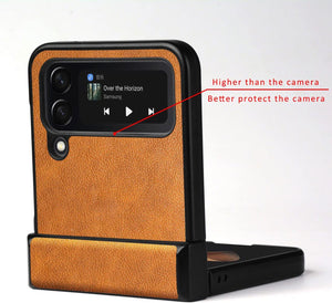 Samsung Galaxy Z Flip 4 Case, Premium Leather Phone Cover Retro (Orange) - Redpepper Cases