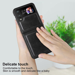 Samsung Galaxy Z Flip 4 Leather Case Phone Case (Black) - Redpepper Cases