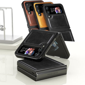 Samsung Galaxy Z Flip 4 Leather Case Phone Case (Black) - Redpepper Cases