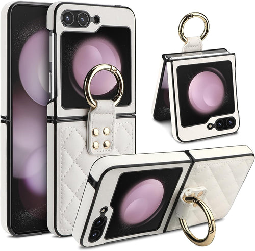 Samsung Galaxy Z Flip 5 with Ring Luxury Soft Rhomboid Protective Cover - Redpepper Cases