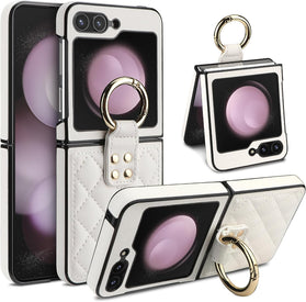 Samsung Galaxy Z Flip 5 with Ring Luxury Soft Rhomboid Protective Cover - Redpepper Cases