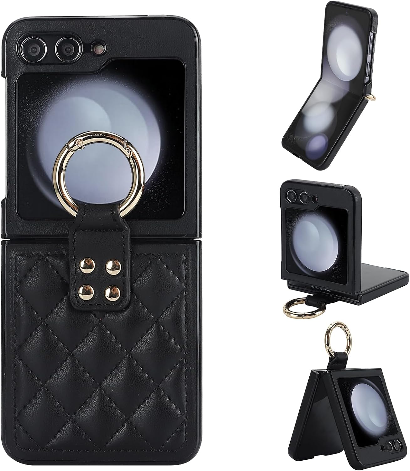 Samsung Galaxy Z Flip 5 with Ring Luxury Soft Rhomboid Protective Cover - Redpepper Cases