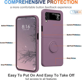 Samsung Galaxy Z Flip4 Silicone Ring 360°Protective flip Cover (Purple) - Redpepper Cases