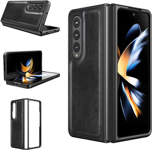 Samsung Galaxy Z Fold 4 5G Case, Galaxy Z Fold 4 Leather Case Black - Redpepper Cases