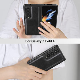 Samsung Galaxy Z Fold 4 5G Case, Galaxy Z Fold 4 Leather Case Black - Redpepper Cases