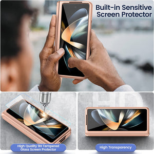 Samsung Galaxy Z Fold 4 Case Hinge Protection & Screen Protector 4 5G- Rose Gold - Redpepper Cases
