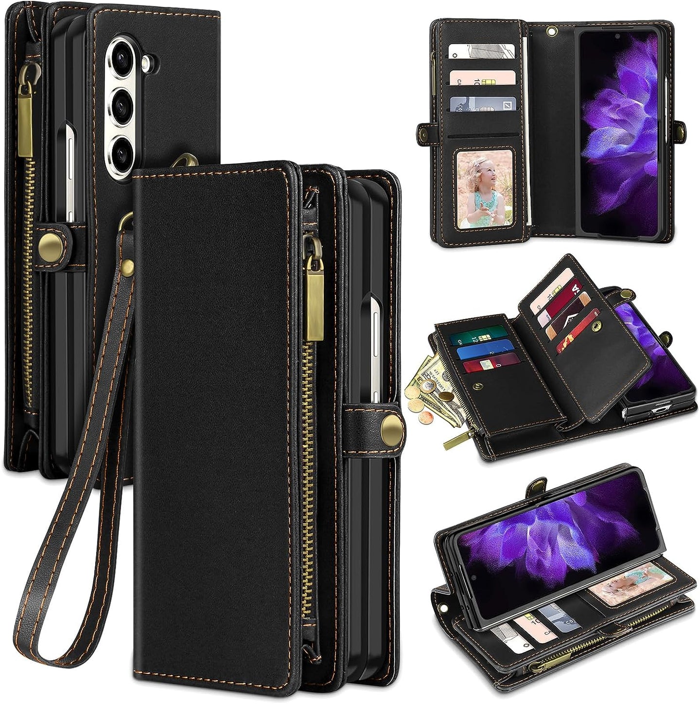 Samsung Galaxy Z Fold 5 Case Wallet Magnetic Closure 360 Full Shockproof Phone Cover - Redpepper Cases