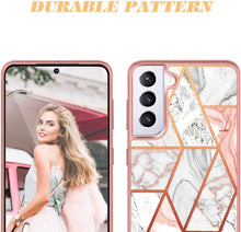 Load image into Gallery viewer, Samsung S21 Plus Rose Gold Marble Slim Fit Shockproof Hybrid Hard PC Soft TPU Bumper Case - Redpepper Cases