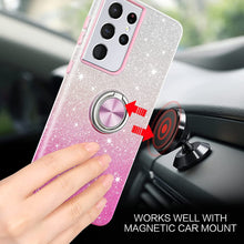 Load image into Gallery viewer, Samsung S21 Ultra Case, Slim Fit Glitter Sparkly 360° Ring Holder Mount Supported Protective - Redpepper Cases