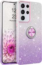 Load image into Gallery viewer, Samsung S21 Ultra Case, Slim Fit Glitter Sparkly 360° Ring Holder Mount Supported Protective - Redpepper Cases