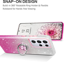 Load image into Gallery viewer, Samsung S21 Ultra Case, Slim Fit Glitter Sparkly 360° Ring Holder Mount Supported Protective - Redpepper Cases