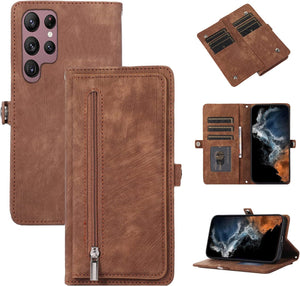 Samsung S23 Ultra Leather Wallet with 9 Card Slot Kickstand Flip Cover Case - Redpepper Cases