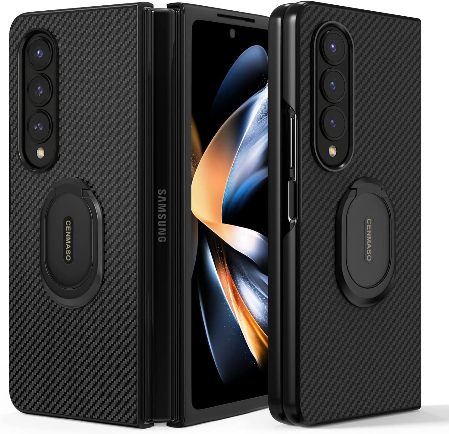 Samsung Z Fold 4 Case,Galaxy Z Fold 4 Case 5G Slim Kickstand Ring (Black) - Redpepper Cases