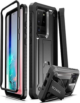 Schnail Titan for Samsung Galaxy S20 Ultra Case, Military Grade Drop Tested Heavy Duty Full Body Protective Case with Kickstand - Black - Redpepper Cases