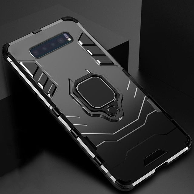 Shockproof Ring Case For Samsung Galaxy S10 Case Soft Silicone Metal Bracket Hard TPU Cover for Samsung S10 Plus Armor S10E Case - Redpepper Cases
