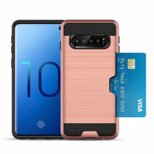 Load image into Gallery viewer, Slim Fit shockproof hard Case with built-in Credit Card / ID Slot Brushed Metal Texture for Samsung Galaxy S10/S10 PLUS - Redpepper Cases