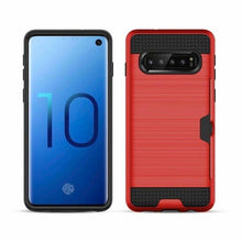 Load image into Gallery viewer, Slim Fit shockproof hard Case with built-in Credit Card / ID Slot Brushed Metal Texture for Samsung Galaxy S10/S10 PLUS - Redpepper Cases