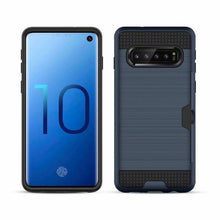 Load image into Gallery viewer, Slim Fit shockproof hard Case with built-in Credit Card / ID Slot Brushed Metal Texture for Samsung Galaxy S10/S10 PLUS - Redpepper Cases