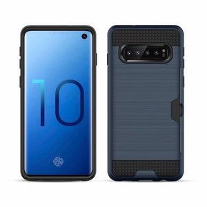 Slim Fit shockproof hard Case with built-in Credit Card / ID Slot Brushed Metal Texture for Samsung Galaxy S10/S10 PLUS - Redpepper Cases