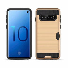 Load image into Gallery viewer, Slim Fit shockproof hard Case with built-in Credit Card / ID Slot Brushed Metal Texture for Samsung Galaxy S10/S10 PLUS - Redpepper Cases