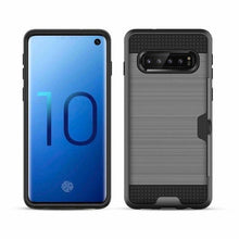 Load image into Gallery viewer, Slim Fit shockproof hard Case with built-in Credit Card / ID Slot Brushed Metal Texture for Samsung Galaxy S10/S10 PLUS - Redpepper Cases