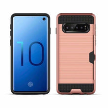 Load image into Gallery viewer, Slim Fit shockproof hard Case with built-in Credit Card / ID Slot Brushed Metal Texture for Samsung Galaxy S10/S10 PLUS - Redpepper Cases